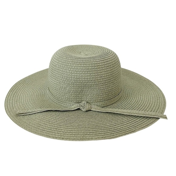 Jacobson Hat Company Pistachio Green Floppy Brim Straw Hat Packable Beach Sunny - Picture 1 of 8